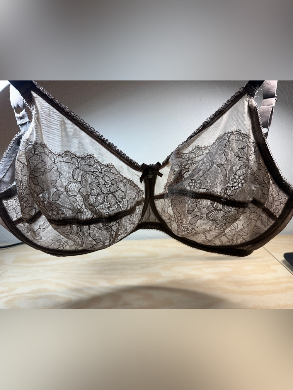 Wacoal Retro Chic Full Figure  Underwire Bra 38G taupe chantilly lace #855186